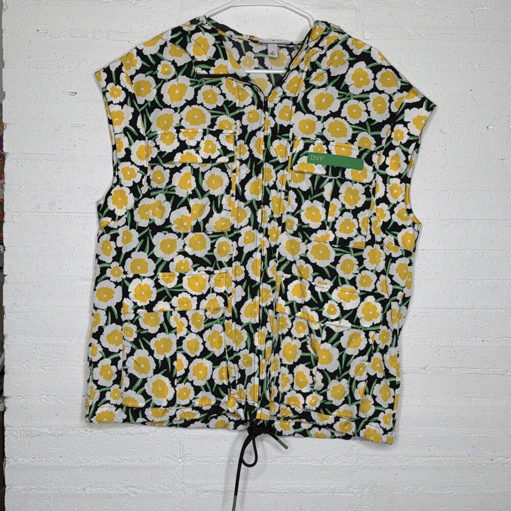 Diane Von Fürstenberg x Target Hooded Vest XS Whimisical Outdoor Gropcore Floral - Picture 2 of 12